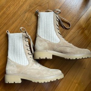 NEVER BEEN WORN  Sam Edelman Nude Suede Combat Boot